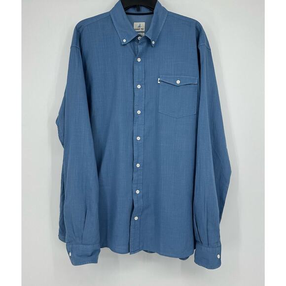 Johnnie -O Hanging out casual cotton button down shirt Size XL solid blue - Picture 1 of 6